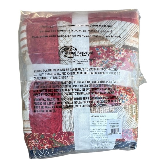 NWT | POTTERY BARN EUROPEAN SQUARE EMERSON HAND QUILTED COTTON REVERSIBLE SHAM - Picture 6 of 7